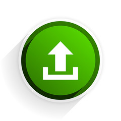 upload flat icon with shadow on white background, green modern design web element