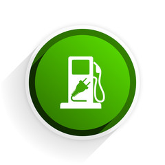 fuel flat icon with shadow on white background, green modern design web element