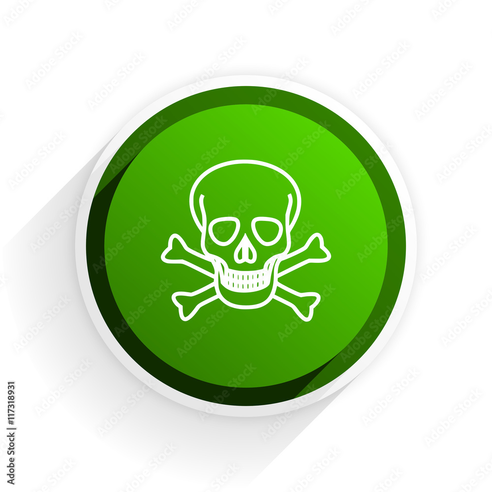 Aufkleber skull flat icon with shadow on white background, green modern design web element
