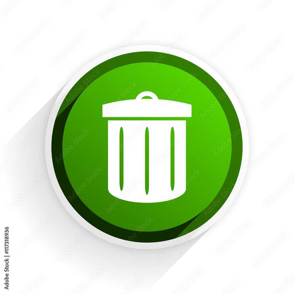 Aufkleber recycle flat icon with shadow on white background, green modern design web element