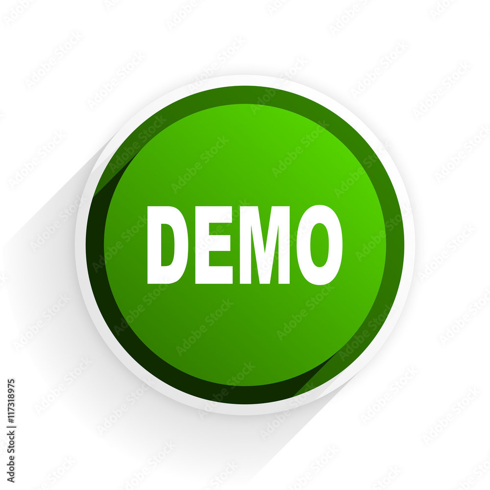 Poster demo flat icon with shadow on white background, green modern design web element