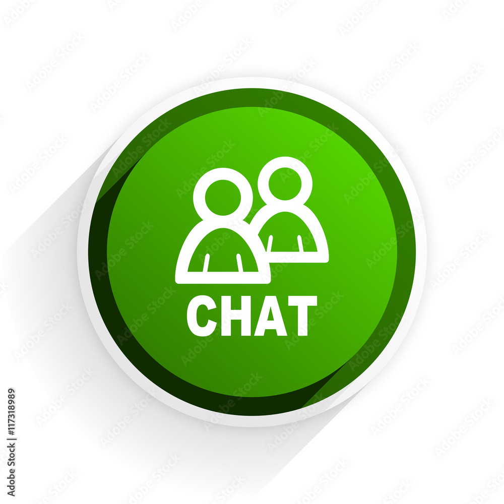 Poster chat flat icon with shadow on white background, green modern design web element