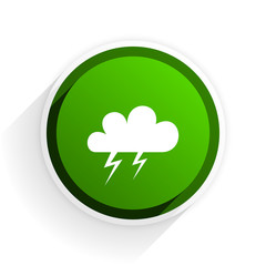 storm flat icon with shadow on white background, green modern design web element