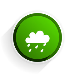 rain flat icon with shadow on white background, green modern design web element