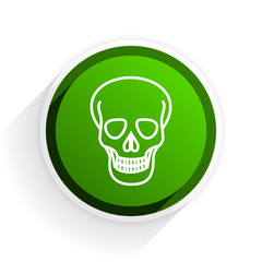 skull flat icon with shadow on white background, green modern design web element