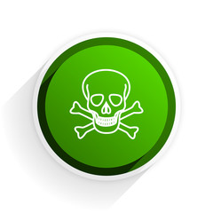 skull flat icon with shadow on white background, green modern design web element