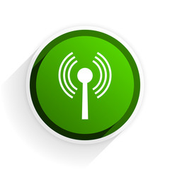 wifi flat icon with shadow on white background, green modern design web element