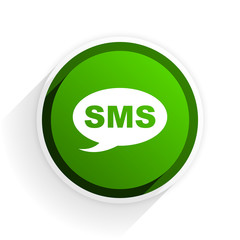 sms flat icon with shadow on white background, green modern design web element