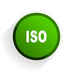 iso flat icon with shadow on white background, green modern design web element