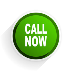 call now flat icon with shadow on white background, green modern design web element