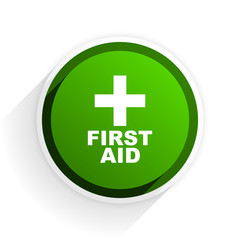 first aid flat icon with shadow on white background, green modern design web element