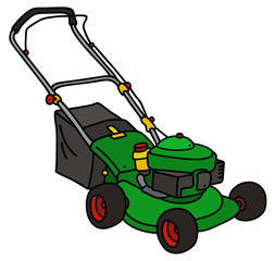 Green garden lawn mower / Hand drawing, vector illustration - 117318984