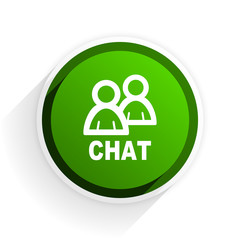 chat flat icon with shadow on white background, green modern design web element