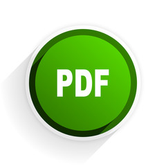 pdf flat icon with shadow on white background, green modern design web element