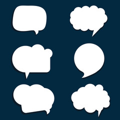 speech bubble set in white color illustration on blue