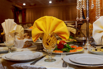 Table set for an event party or wedding reception