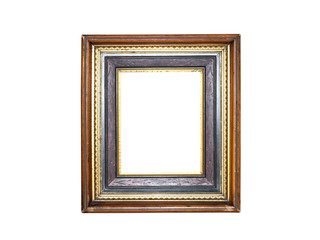 Fototapeta premium Old golden picture frame on white background