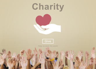 Charity Volunteer Donate Hand Symbol Concept
