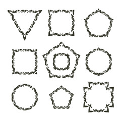 Obraz premium Vector set of ten different retro floral frame