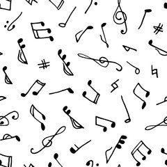 Monochrome seamless music pattern