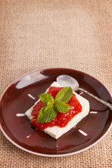 Brazilian dessert Romeo and Juliet, goiabada jam of guava and ch