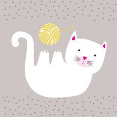 Cute cat who were playing spool of thread 