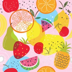 Fotobehang Seamless background with fruit design © mrartngm