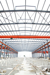 In the construction site, steel structure is under construction