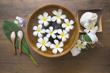 Obraz na płótnie Canvas Spa treatment and product for female feet spa, Thailand. select focus 