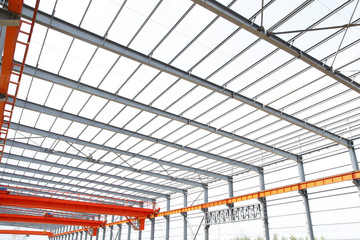 In the construction site, steel structure is under construction