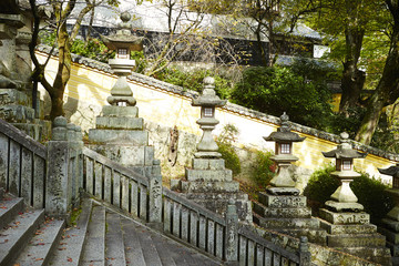Fototapeta premium Stone steps to shrine in Japan