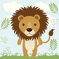 Obraz na płótnie Canvas lion cute wildlife icon vector isolated graphic
