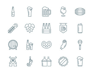 Beer vector icons set modern line style