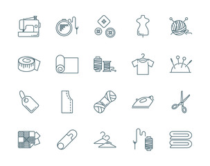 Fototapeta premium Sewing vector icons set modern line style
