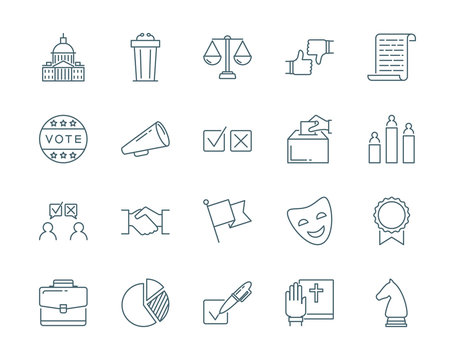 Politics And Election Vector Icons Set Modern Line Style