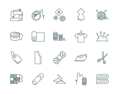 Sewing vector icons set modern line style