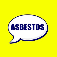 ASBESTOS blue-black wording on Speech bubbles Background Yellow
