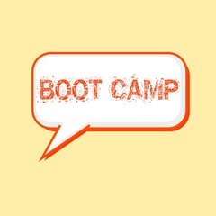 BOOT CAMP Orange wording on Speech bubbles Background Yellow-White