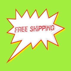 free shipping red wording on Speech bubbles Background Green-yellow