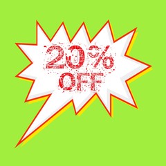 20% OFF red wording on Speech bubbles Background Green-yellow
