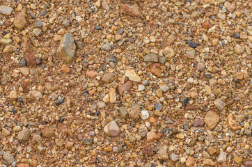 Background gravel in various sizes on the ground