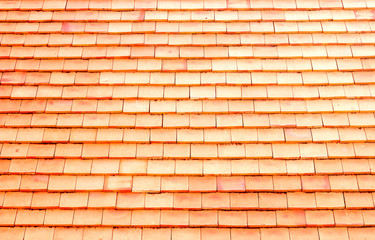 Closeup of the red clay roof tiles