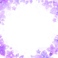 Fototapeta na wymiar Ancient water color vignette, violet flickering flowers