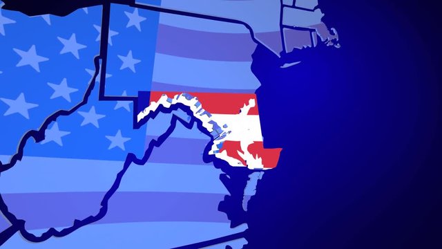 Maryland MD United States America Flag Map 3d Animation