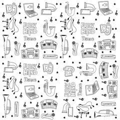Music doodles on white backgrounds vector art