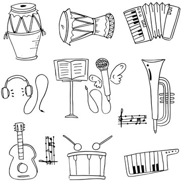 Music instrument pack doodles