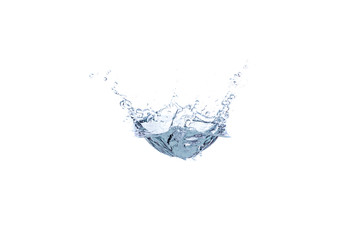 Fototapeta na wymiar Ice Cube Dropping in Healthy Water. Splashes