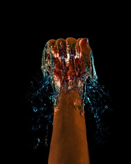 fist through water