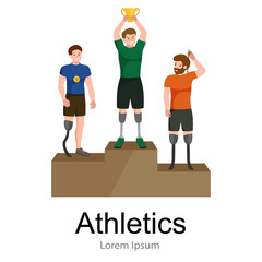 disabled athlete with prosthesis isolated concept, sport for people with prosthesis, physical activity and competition for invalid