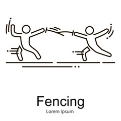 Fencing athletes isolated vector illustration, outline thin icons